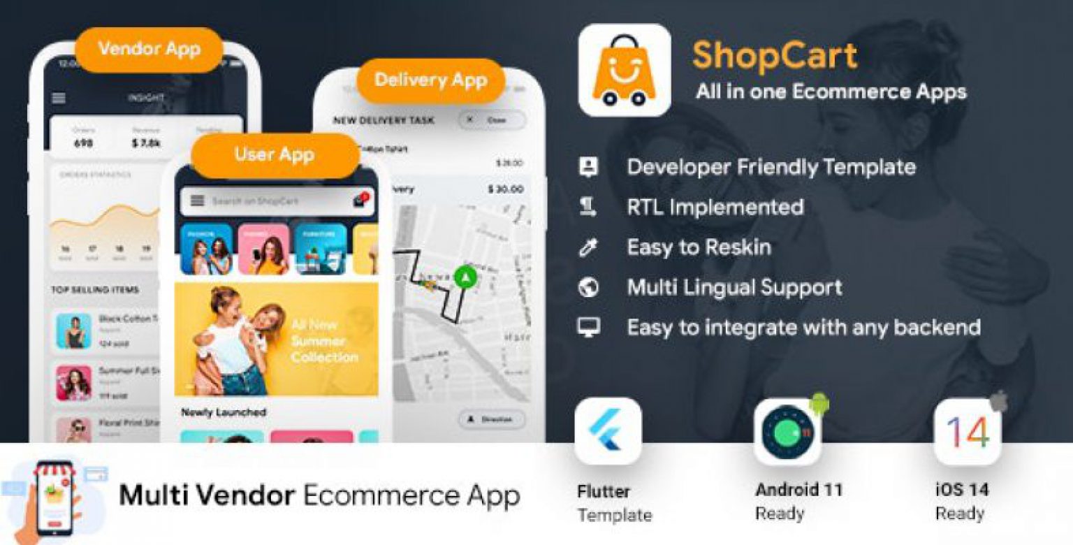 NEW eCommerce Flutter App Template | 3 Apps | User App + Vendor App
